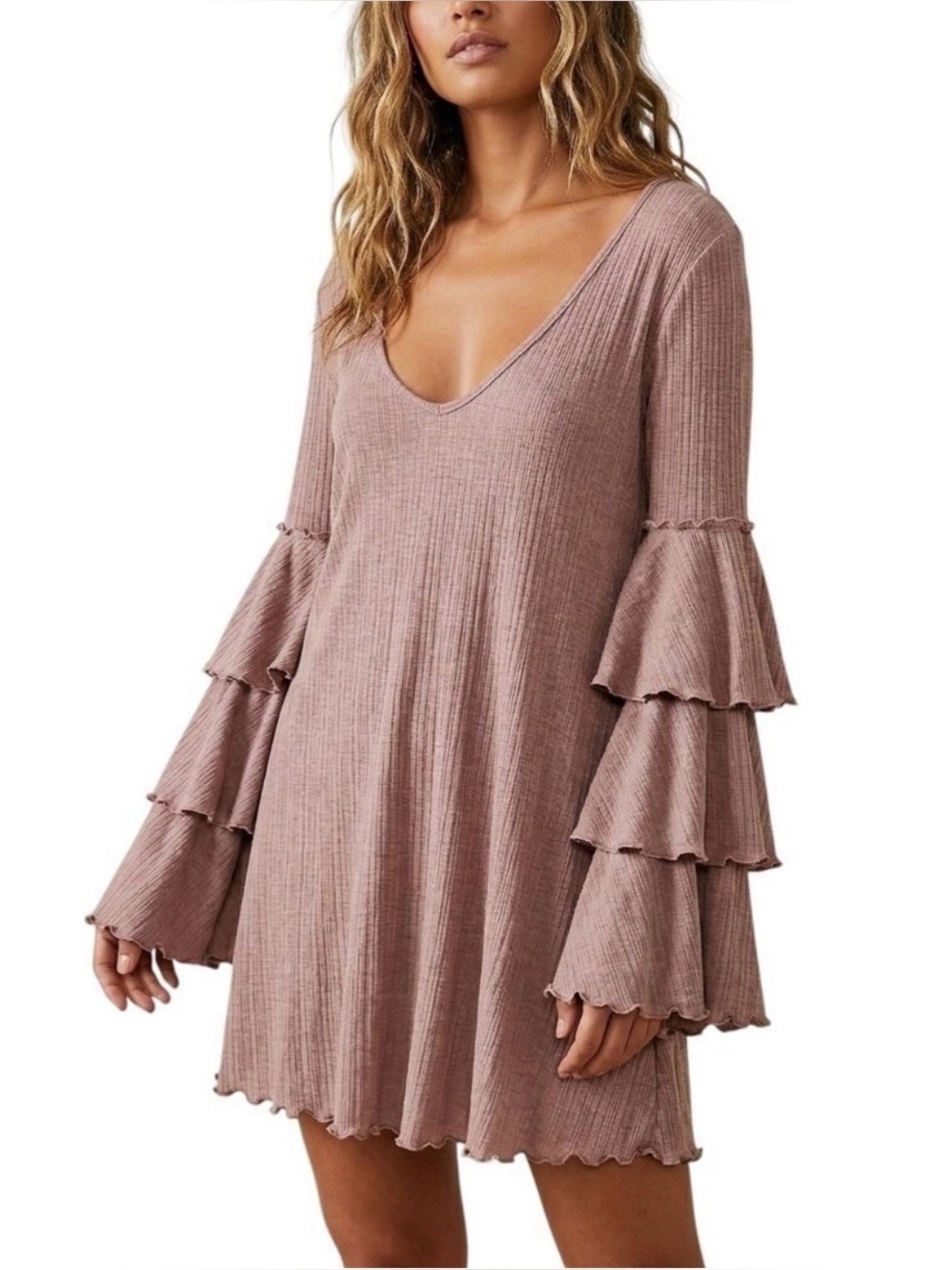 Free People Beach Seashore Ruffle Mini Dress | Size S